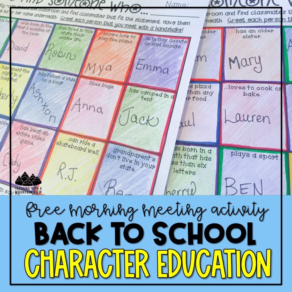 This free character education lesson is perfect for building relationships and conversation skills during morning meeting.