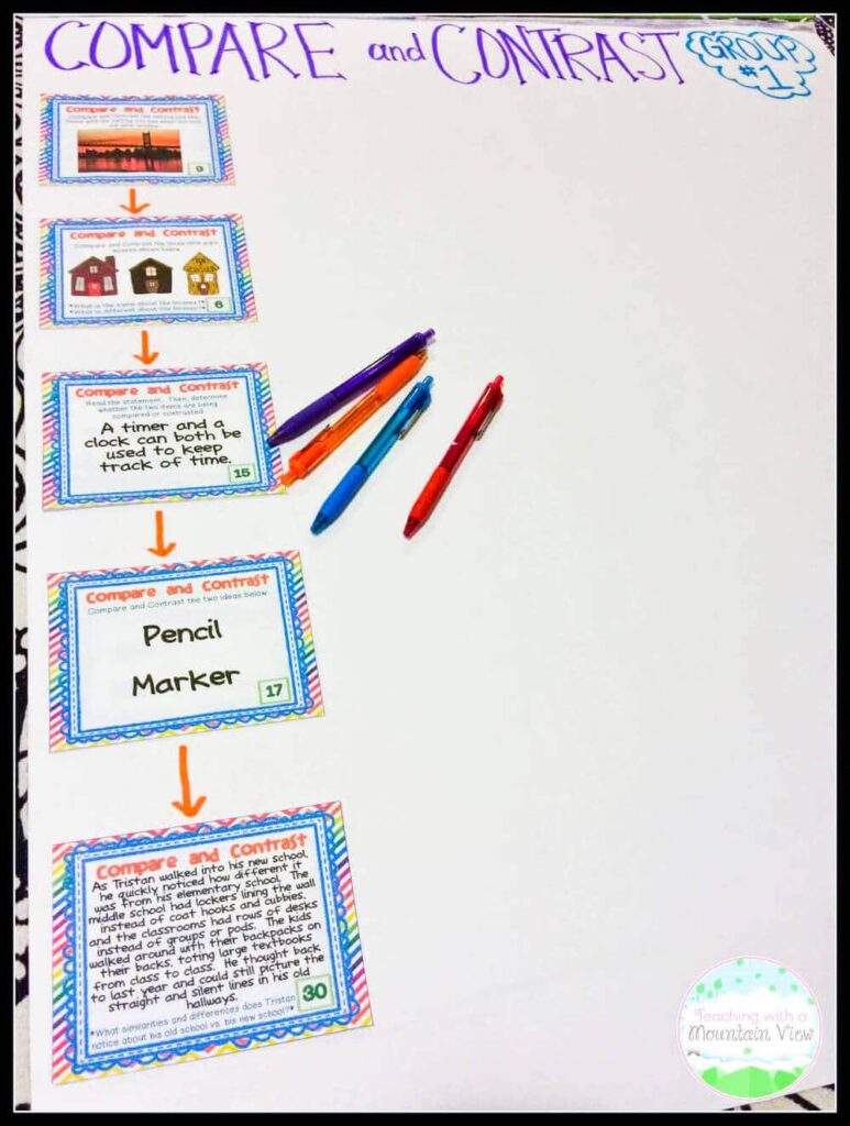 compare and contrast task cards