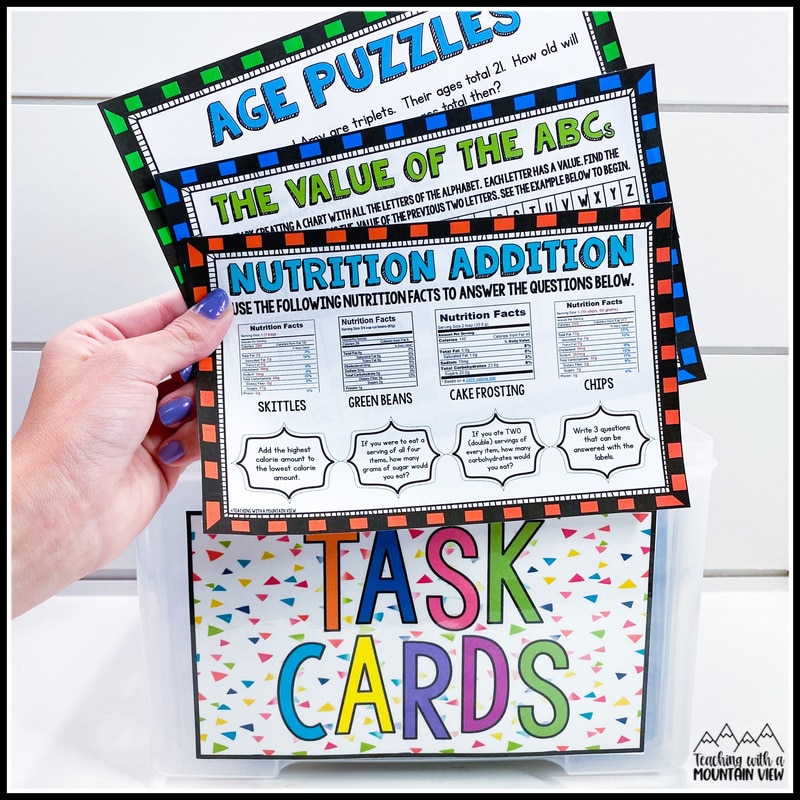 early finisher math task cards