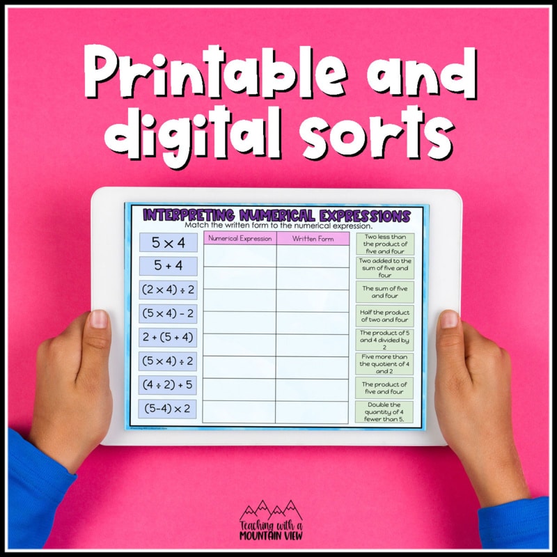 free printable and digital expression sorts