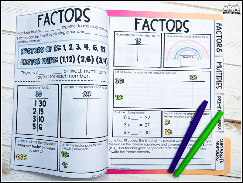 differentiated factors and multiples lesson