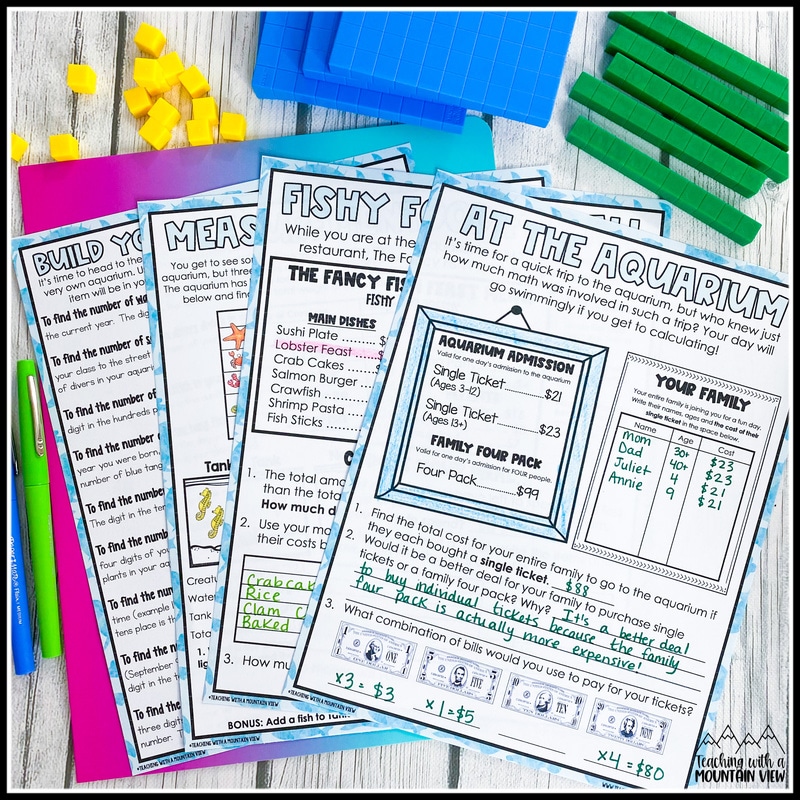 free addition subtraction math project third grade