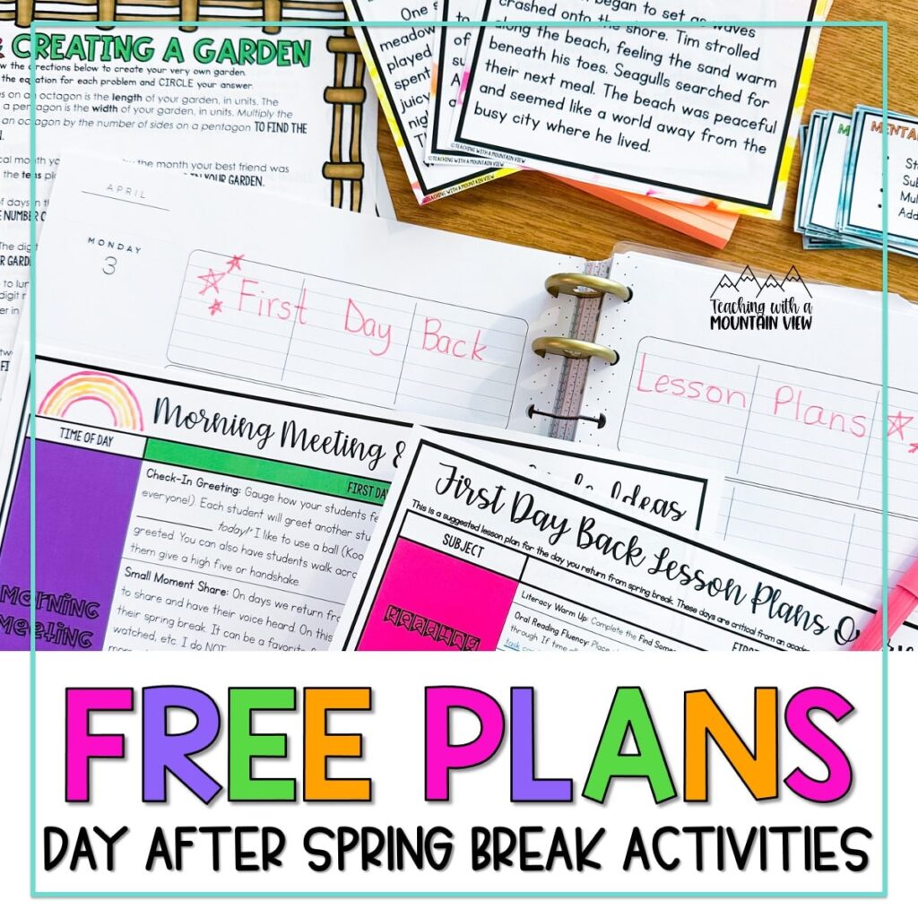 These free after spring break lessons include my favorite ways to ease back into learning (while still learning!) on that first day after spring break.