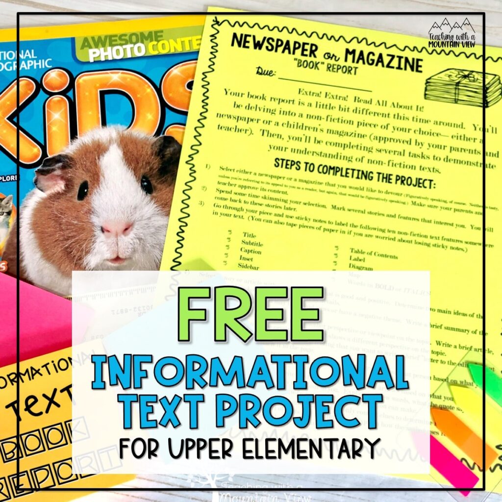 Use this free informational text book report with magazines or newspapers as a cumulative assessment in your next nonfiction unit.