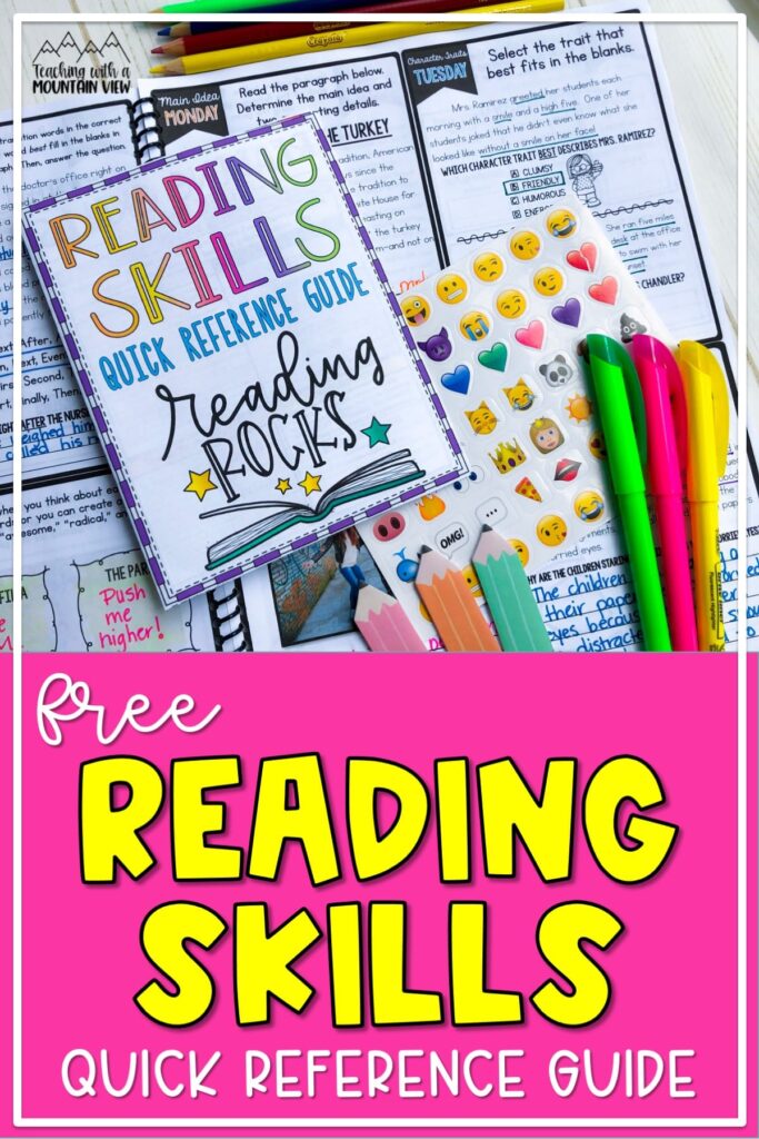 free reading skill quick reference guide for upper elementary