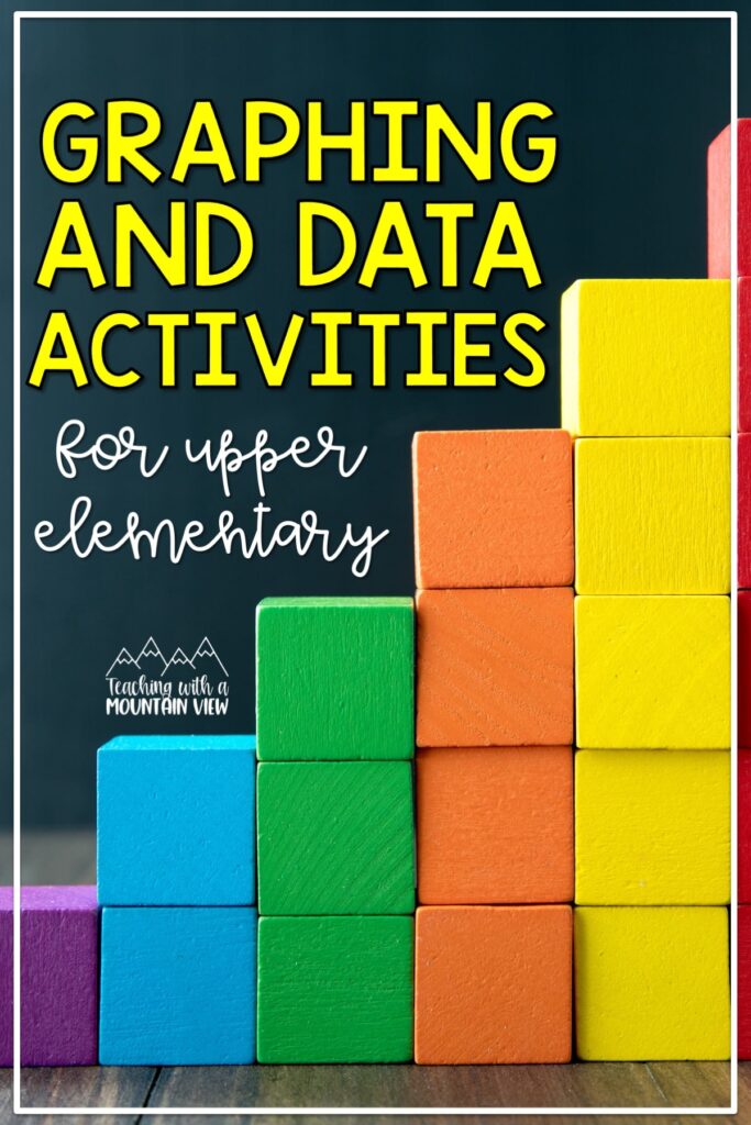 Lessons and practice activities for teaching data and graphing skills in upper elementary. Includes anchor charts, task cards, and free quiz.