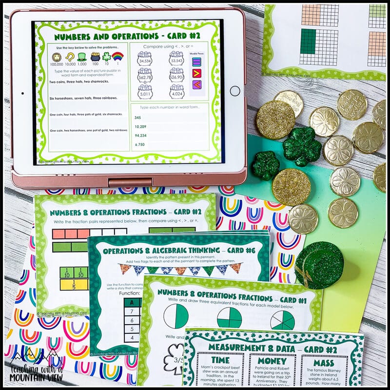 St. Patrick's Day math task cards