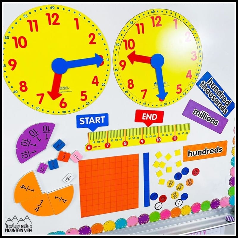 Math manipulatives make smart classroom purchases. They are a great way to engage students in practicing math skills. The BEST part is that a lot of these math manipulatives can be used for more than one skill, so your classroom purchases stretch a lot further!