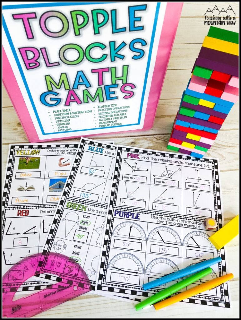 Topple Blocks math and reading games are perfect print-and-go resources for group work practice