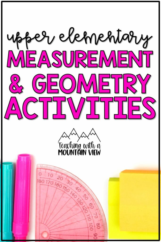 Includes a variety of measurement and geometry activities for upper elementary, plus a fun whole class review game using task cards.