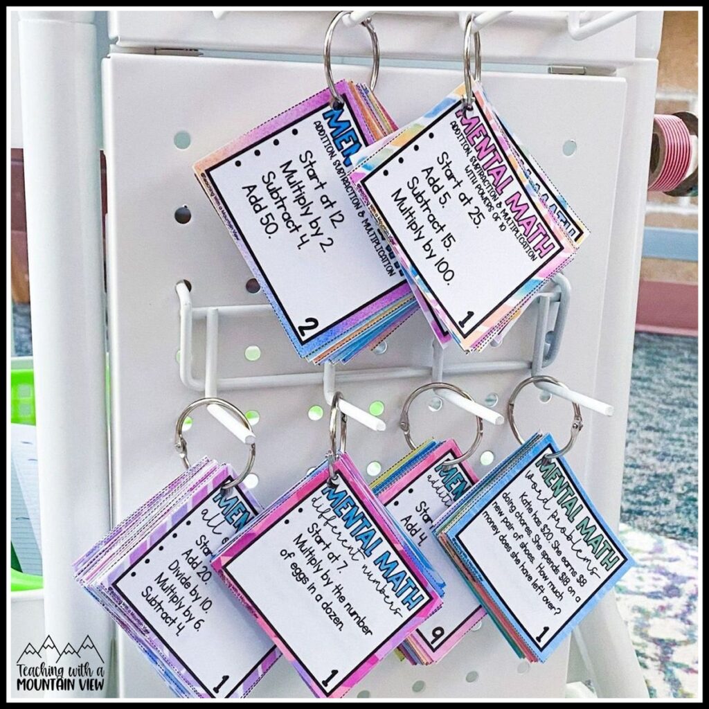 mental math tasks and practice activities are made easier with task cards