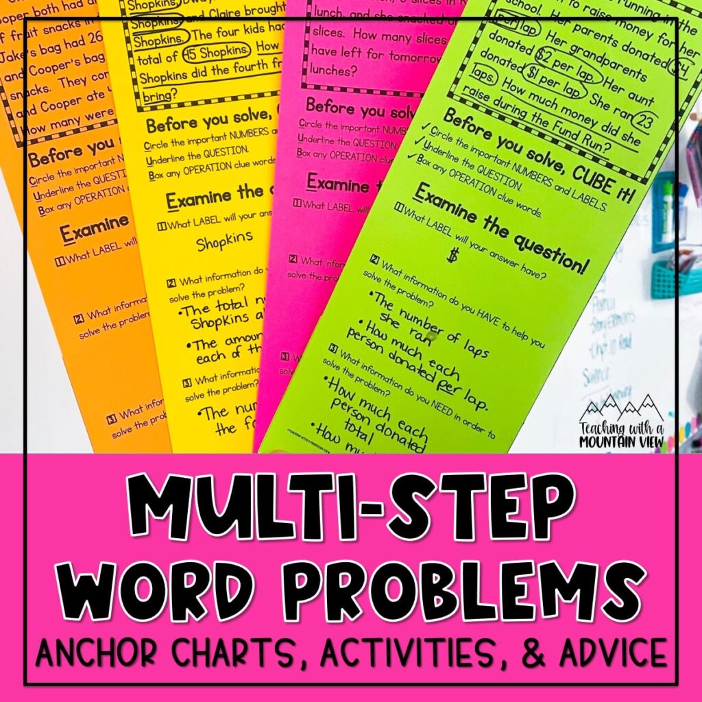 Over the years, I've come up with a few different ideas, anchor charts, and activities for helping students master solving multi-step word problems!