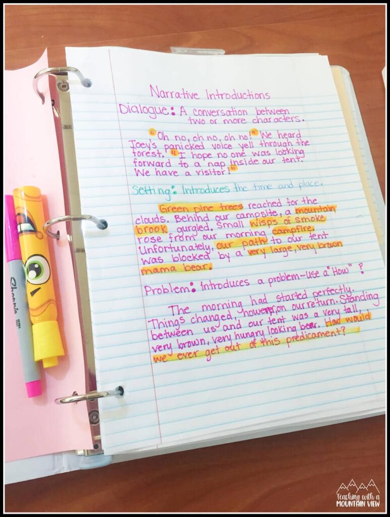 narrative introductions notebook
