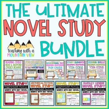 This set of Novel and Book Study activities for upper elementary are the perfect resources for your literacy block. These novel study activities are perfect for pre-reading, during reading, and after reading. Use them with almost any novel to help your students to think critically about what they're reading!