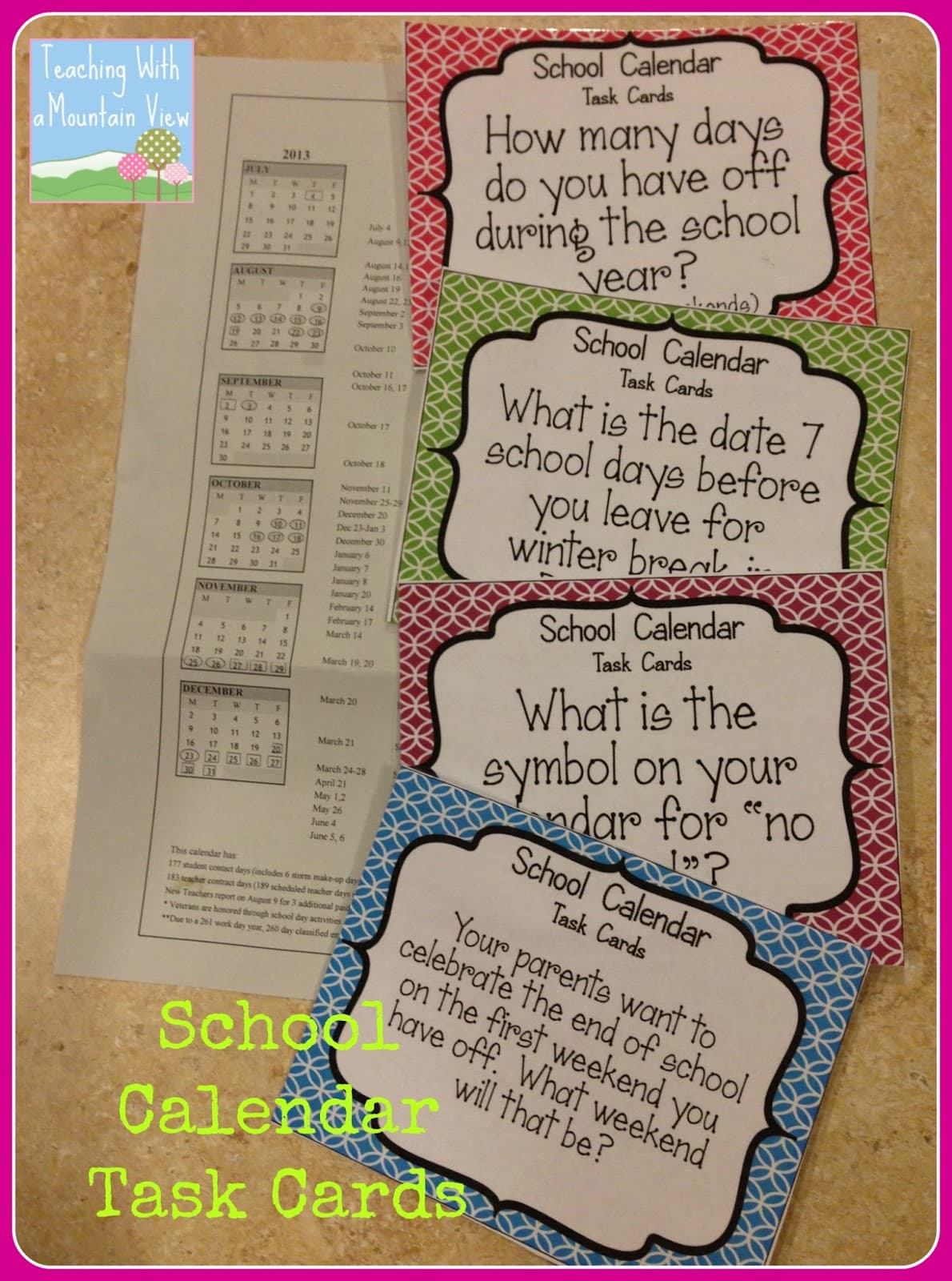 back to school math task cards