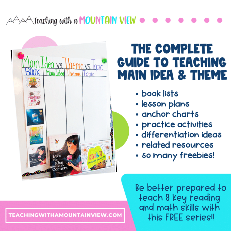 Teaching main idea and theme is a critical reading comprehension skills. These resources will help students discern the difference.