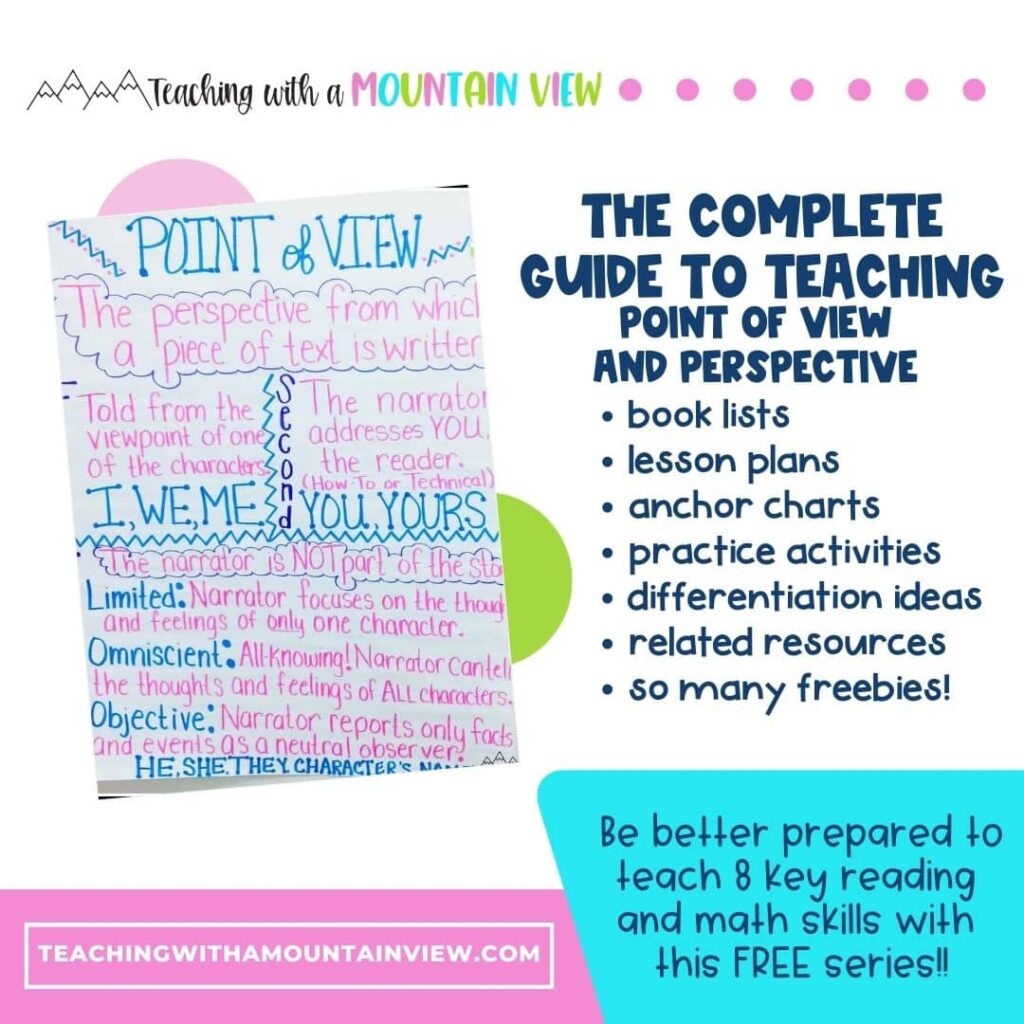 You can use this FREE resource to help cover all of key standards when teaching point of view and perspective in upper elementary.