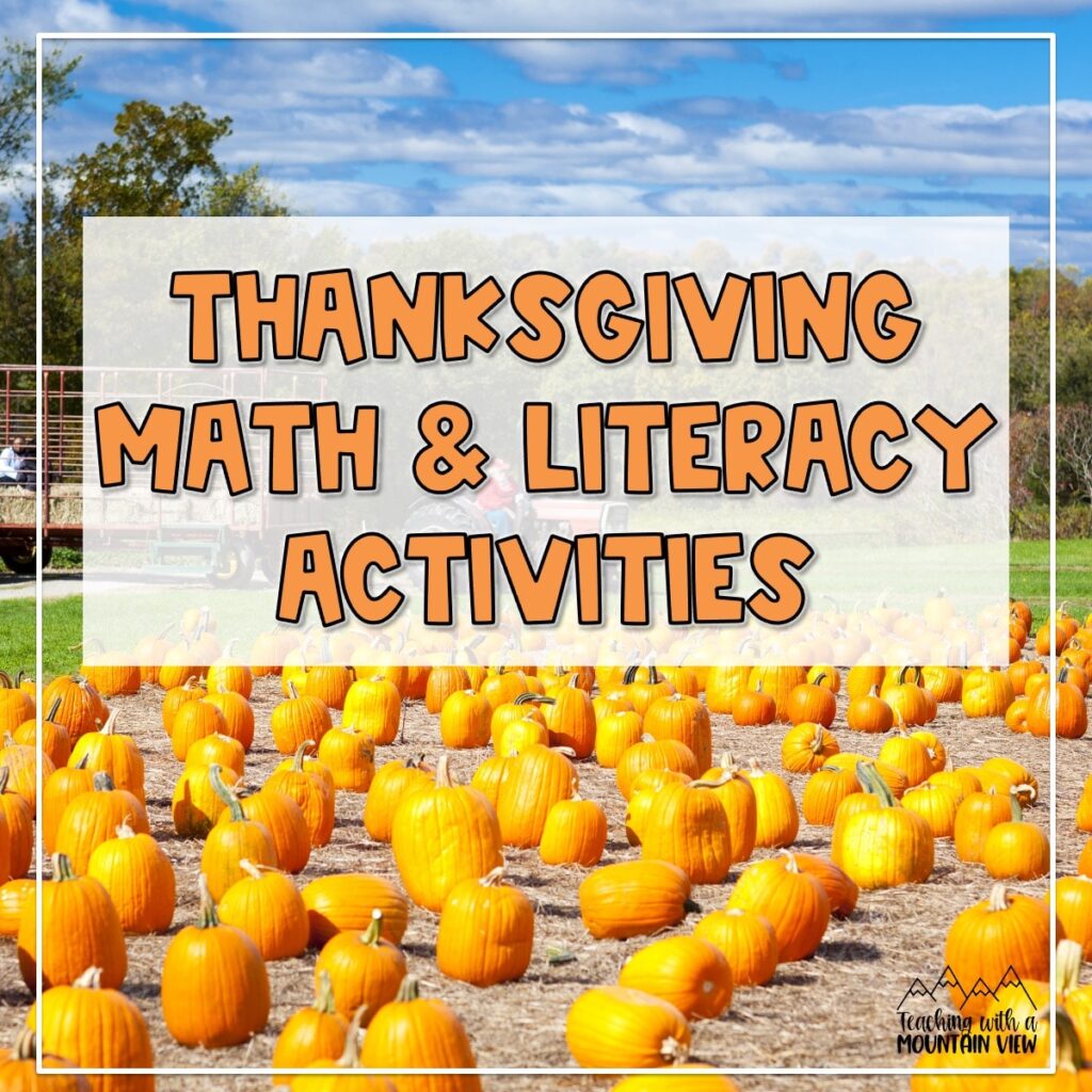 Thanksgiving, November, and fall seasonal lesson plans and activities for math and literacy in upper elementary.