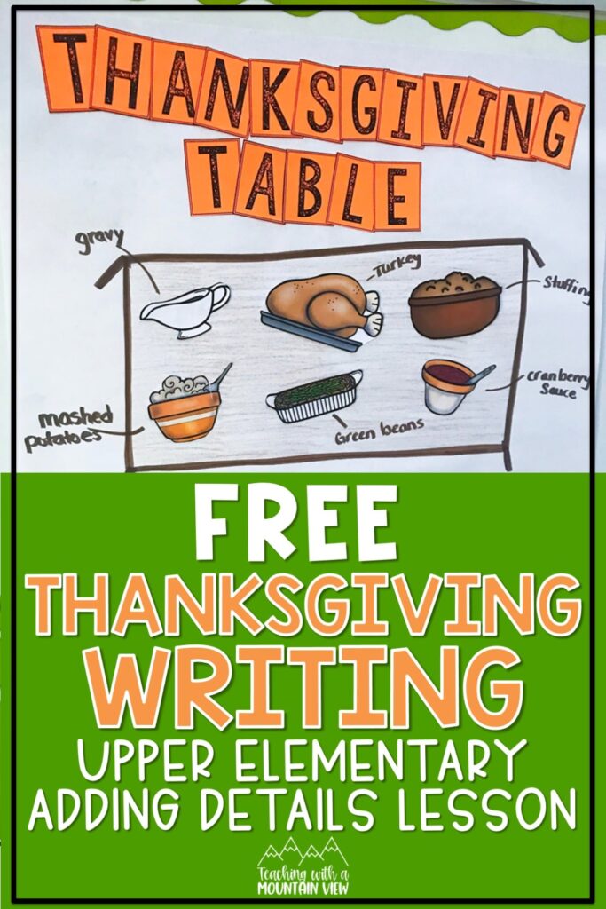 Here is an always-popular Thanksgiving writing activity for upper elementary students to reinforce adding details.
