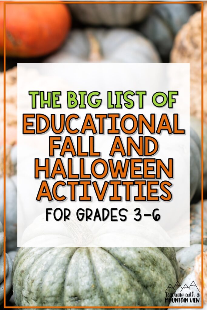 Upper elementary Halloween and fall activities for math, literacy, and science. Includes many FREE resources that big kids will love.