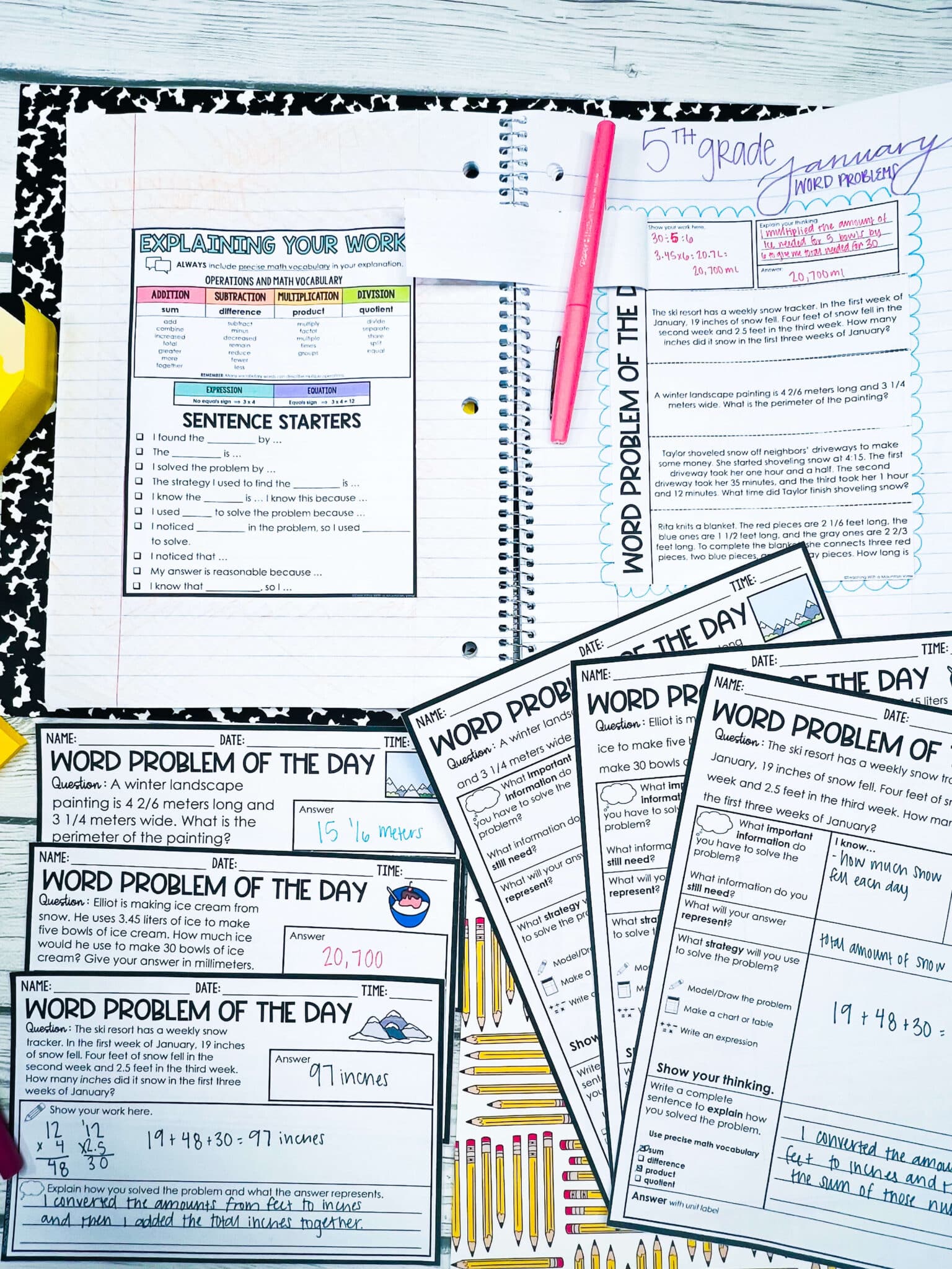 5th Grade Math Word Problem of the Day | Bundle - Teaching with a ...