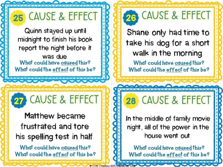 Cause and Effect Task Cards - Teaching with a Mountain View
