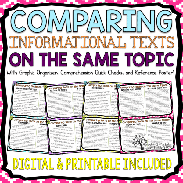Comparing Texts Task Cards Cover