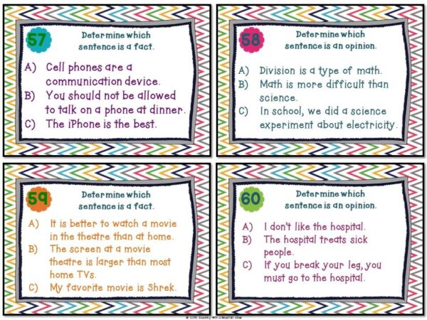 Fact and Opinion Task Cards 2