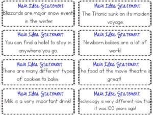 Main Idea Task Cards - Teaching with a Mountain View