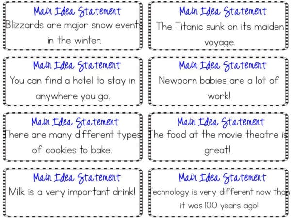 Main Idea Task Cards 2