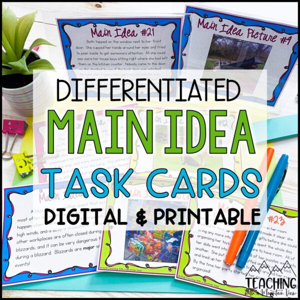 Main Idea Task Cards Cover