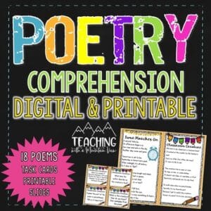 Poetry Comprehension Task Cards Cover