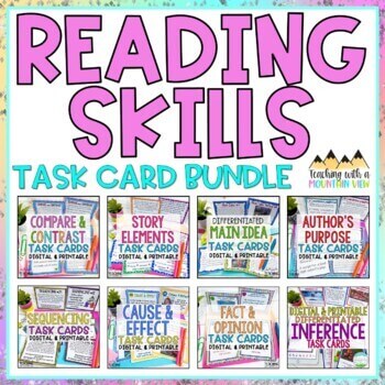 Reading Skills Task Card Bundle Cover