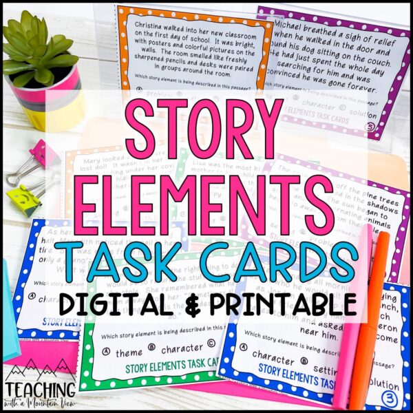 Story elements task card cover