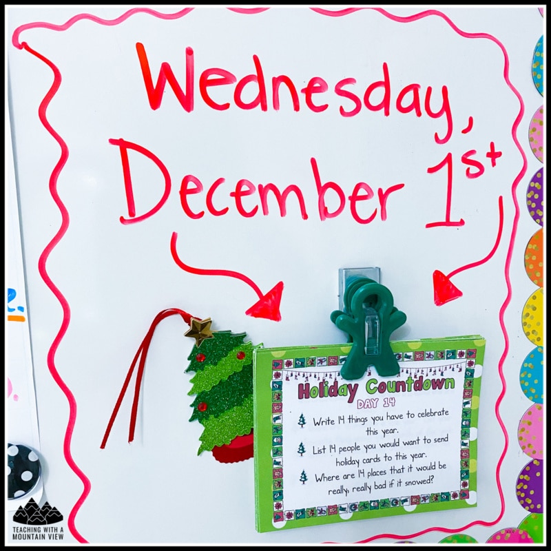 Christmas math countdown activity upper elementary