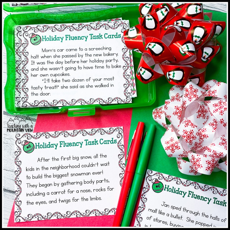 Christmas fluency task cards