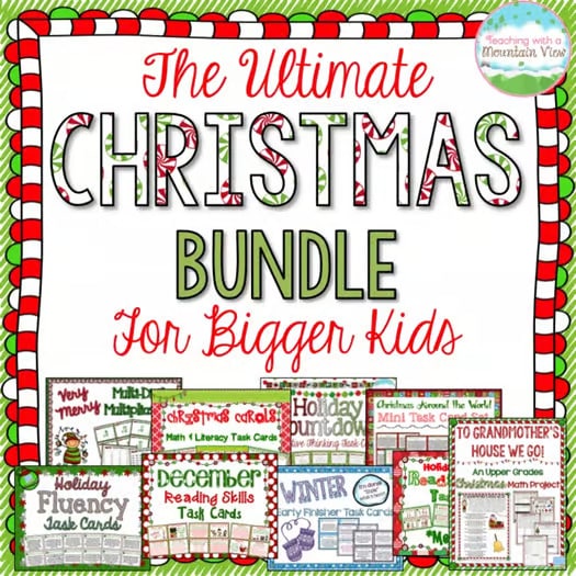 upper elementary Christmas activities bundle for math and literacy