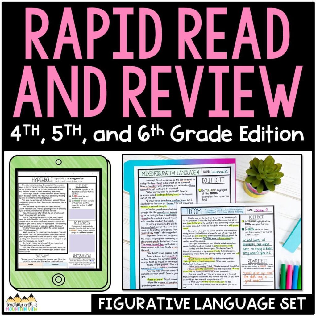 Figurative Language Reading Review Teaching With A Mountain View Figurative Language Reading Review Teaching With A Mountain View