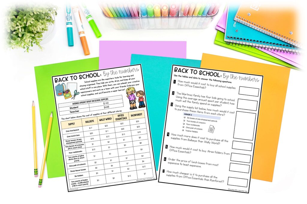 Back to School Math By the Numbers Activity - Teaching with a Mountain View