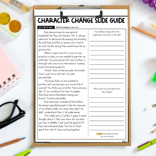 Character Change Reading Lesson Slideshow and Lessons Printable Mock up