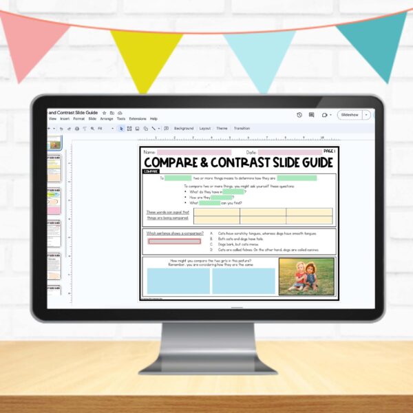 Compare and Contrast Reading Lesson Slideshow and Lessons Digital Mock Up