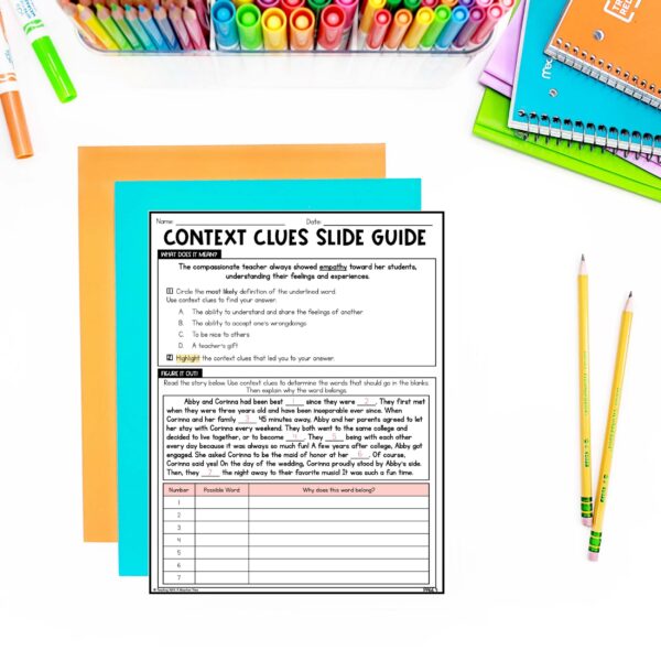 Context Clues Reading Lesson Slideshow and Lessons Printable Mock Up
