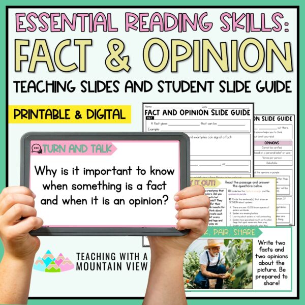 Fact and Opinion Reading Lesson Slideshow and Lessons Cover