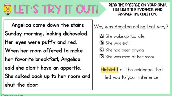 Inference Reading Lesson Slideshow and Lessons for Inferencing Slide2