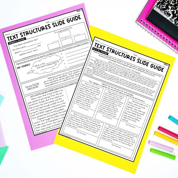 Informational Text Structures Reading Lesson Slideshow and Lessons Printable