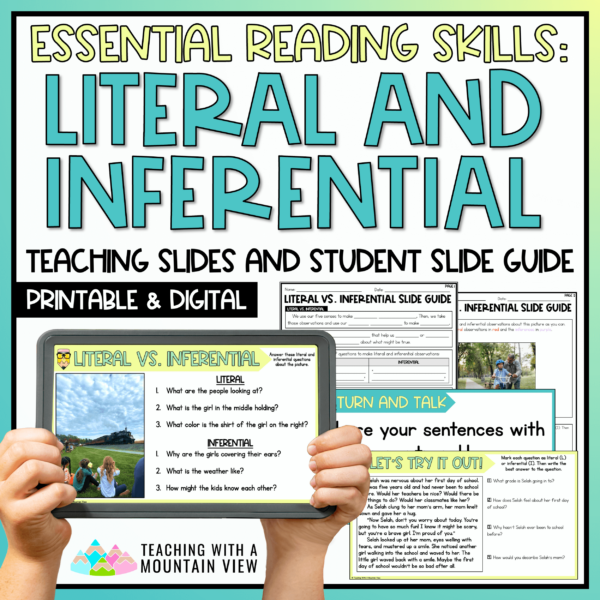 Literal and Inferential Comprehension Reading Lesson Slideshow and Lessons COVER