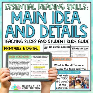 Main Idea and Details Reading Lesson Slideshow and Lessons Cover