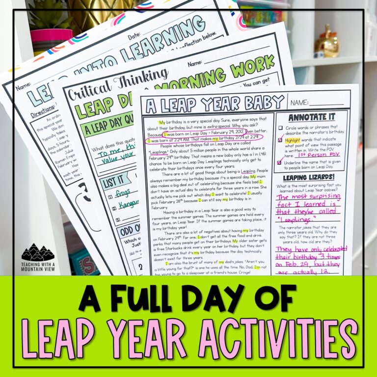 This Leap Year Activities Bundle challenges 3rd, 4th, and 5th grade students to think critically and apply their new knowledge about Leap Year.
