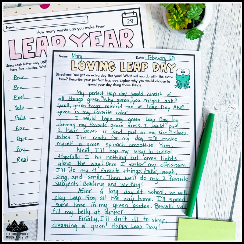 Leap Year writing activities for elementary students
