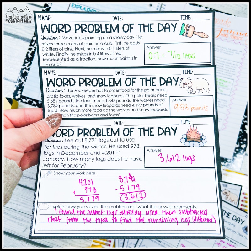 Teaching With a Mountain View word problem of the day resources